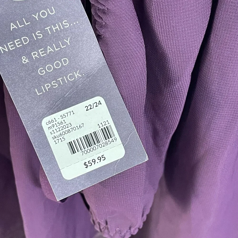 NEW Cacique Womens Plus 22/24 Purple Metallic Sheer Lace Babydoll Lingerie Set - Picture 6 of 14